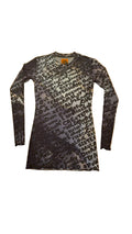 ModaMichelle Graffiti Print Semi Sheer Mesh Top