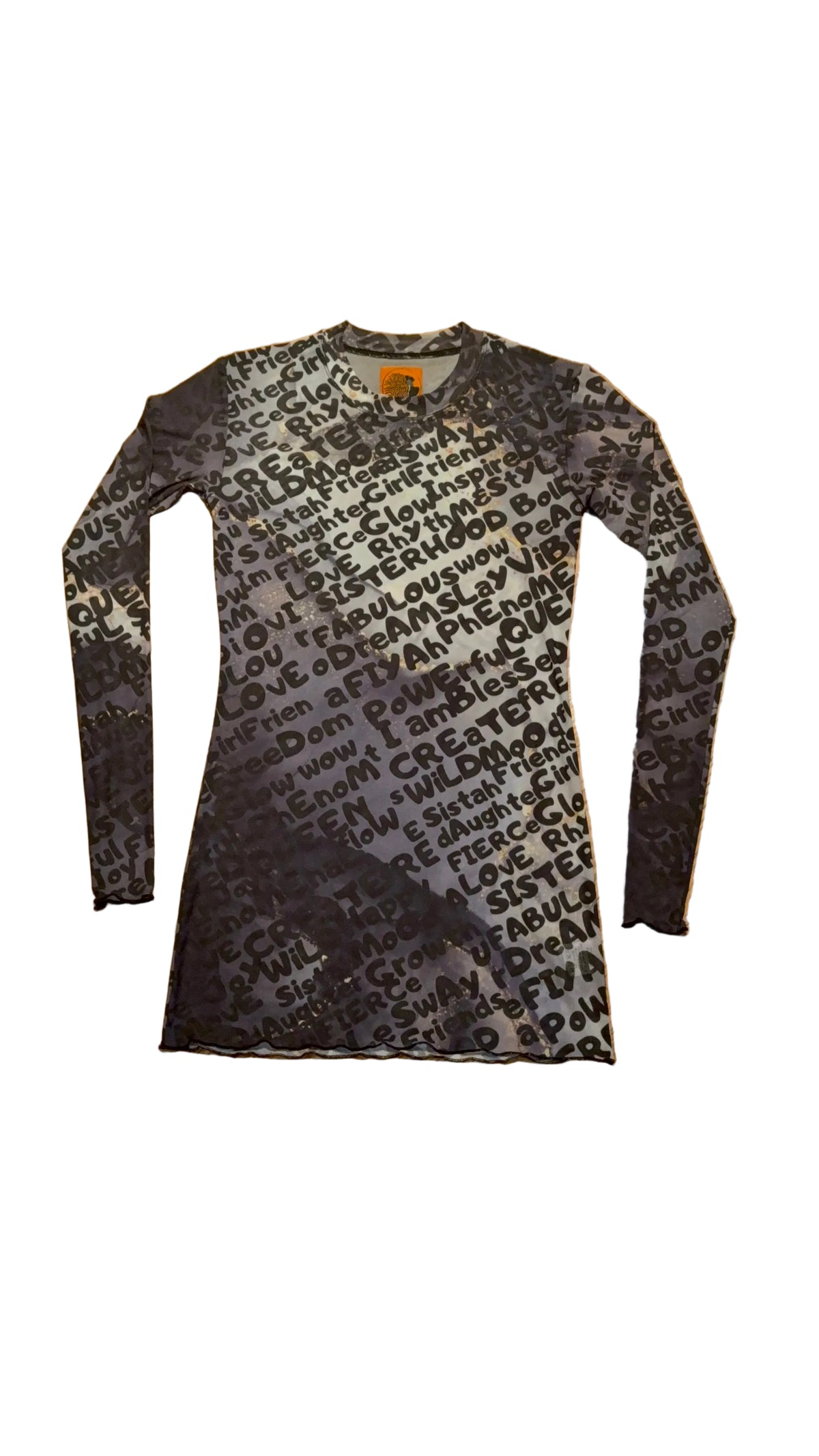 ModaMichelle Graffiti Print Semi Sheer Mesh Top