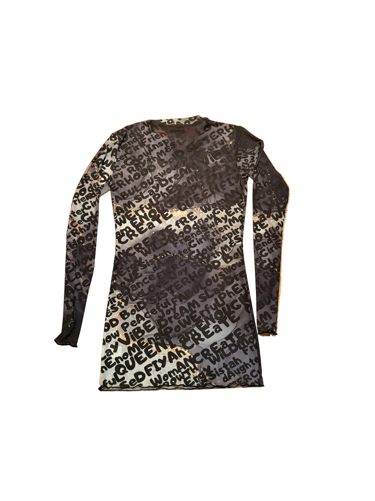 ModaMichelle Graffiti Print Semi Sheer Mesh Top