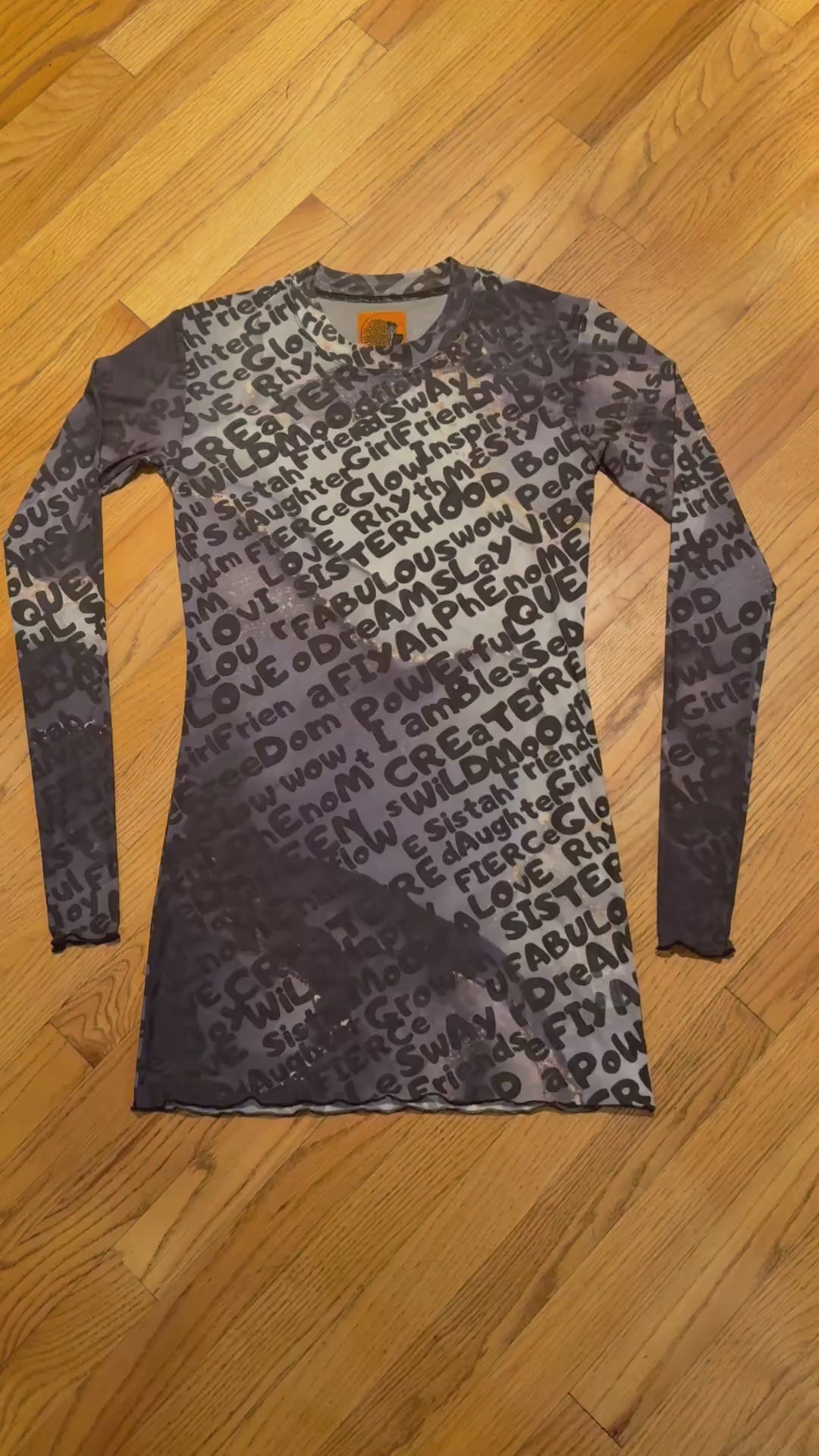 ModaMichelle Graffiti Print Semi Sheer Mesh Top